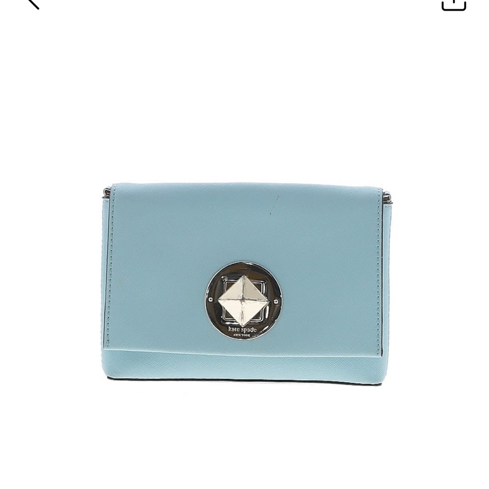 Kate Spade Newbury Lane turnlock crossbody Hydrangea blue saffiano leather chic - Picture 11 of 11